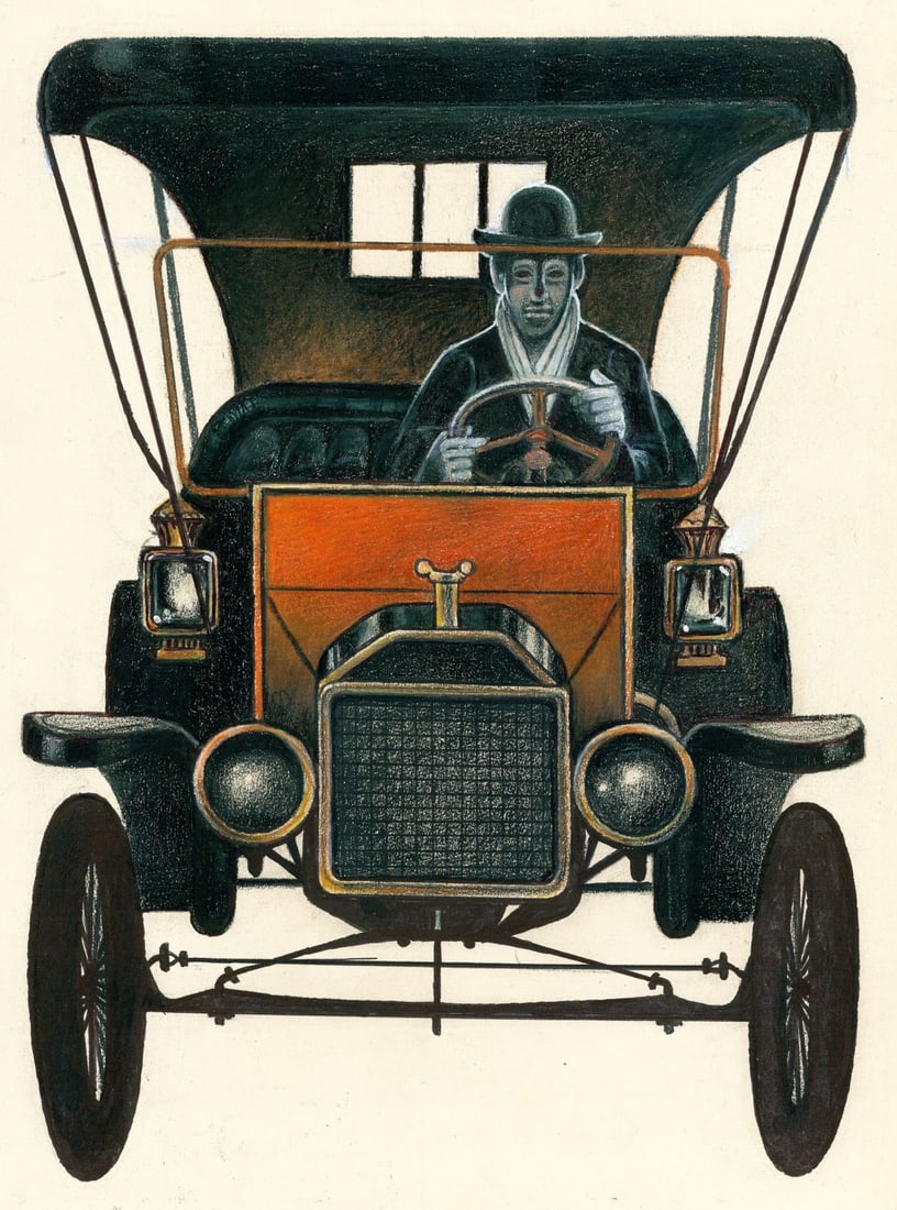 Hal Poth (MO,1924-2017) mixed media painting (1 of 12)