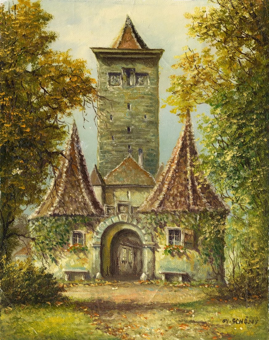 M Schony (German,1913-?) oil painting (1 of 13)