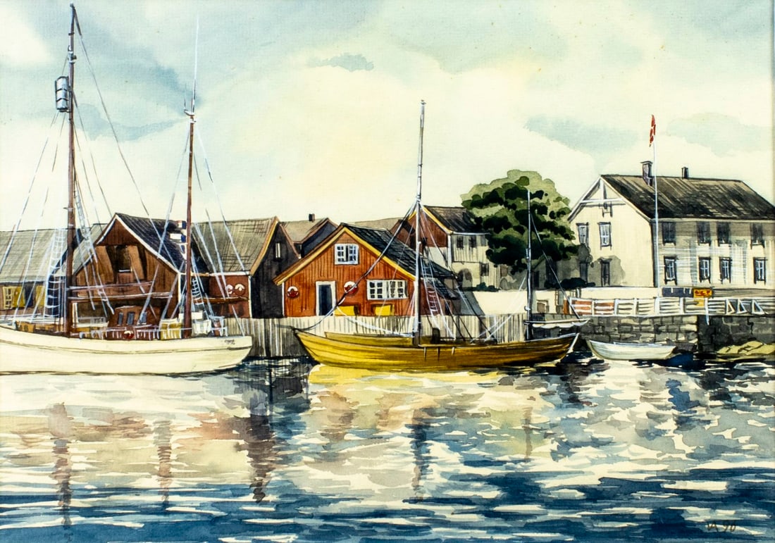 Vintage 20C Norwegian watercolor painting (1 of 12)
