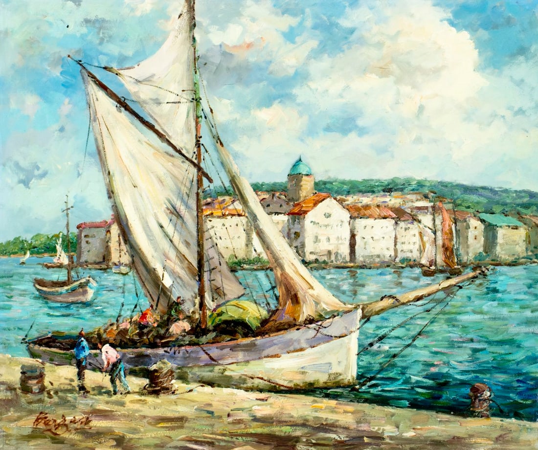 Vintage 20C European oil painting signed (1 of 12)