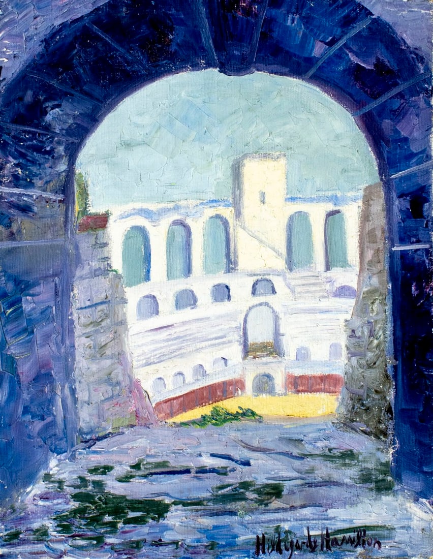 Hildegarde Hamilton (FL,VA,1898-1970) oil painting 2-sided (1 of 12)