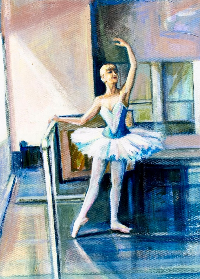 Lisa Homan-Conger (NM,20C) oil painting: ARTIST: Lisa Homan - Conger (New Mexico, 20 century) TITLE: Ballerina MEDIUM: oil on canvas CONDITION: Very good. No visible inpaint under UV light. ART SIZE: