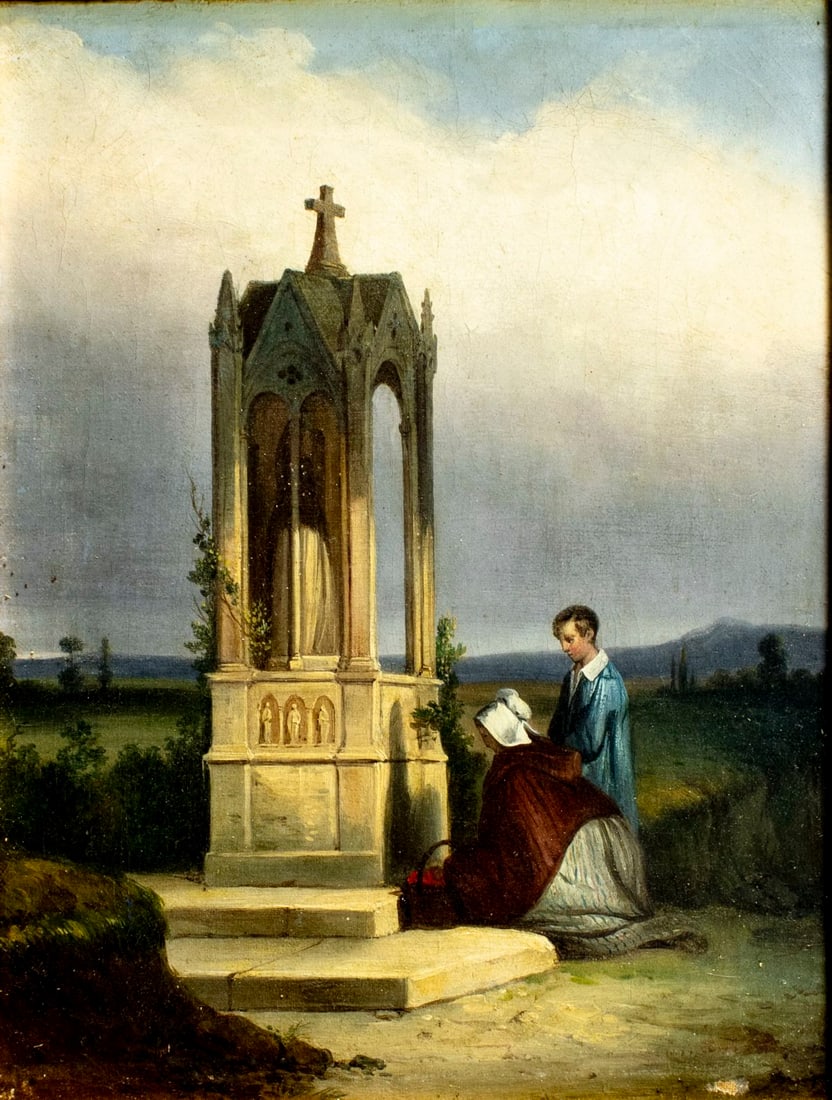 Antique 19C European oil painting (1 of 13)