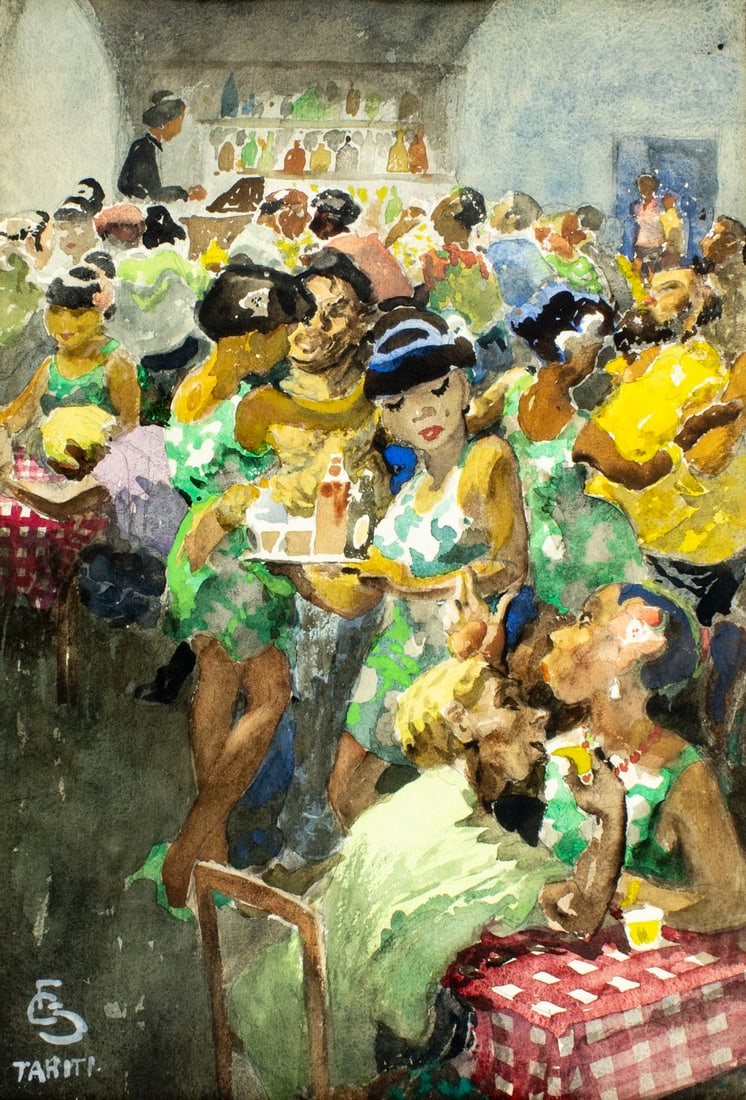 Carl Folke Sahlin (FL,Sweden,1884-1972) watercolor painting (1 of 13)