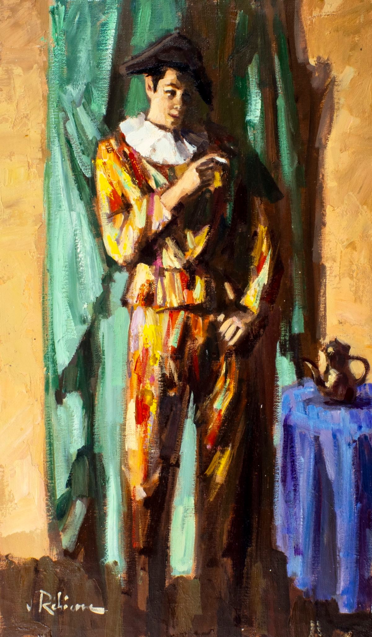 Vintage 20C European oil painting signed (1 of 13)