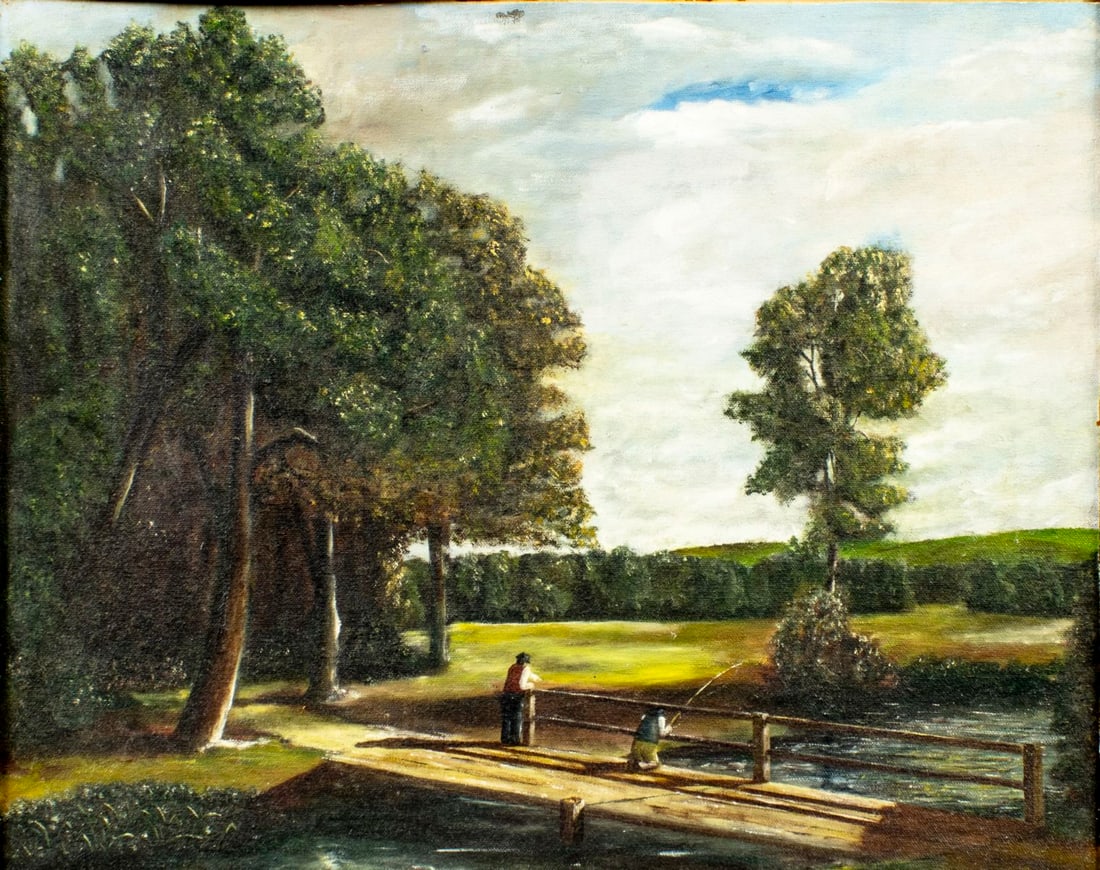 Antique early 20C American oil painting (1 of 11)