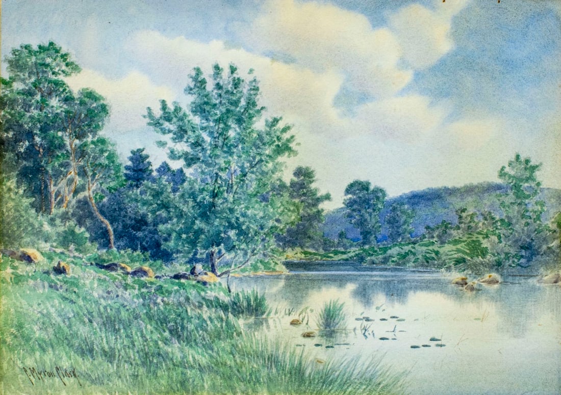 C Myron Clark (MA,1858-1925) watercolor painting antique (1 of 11)