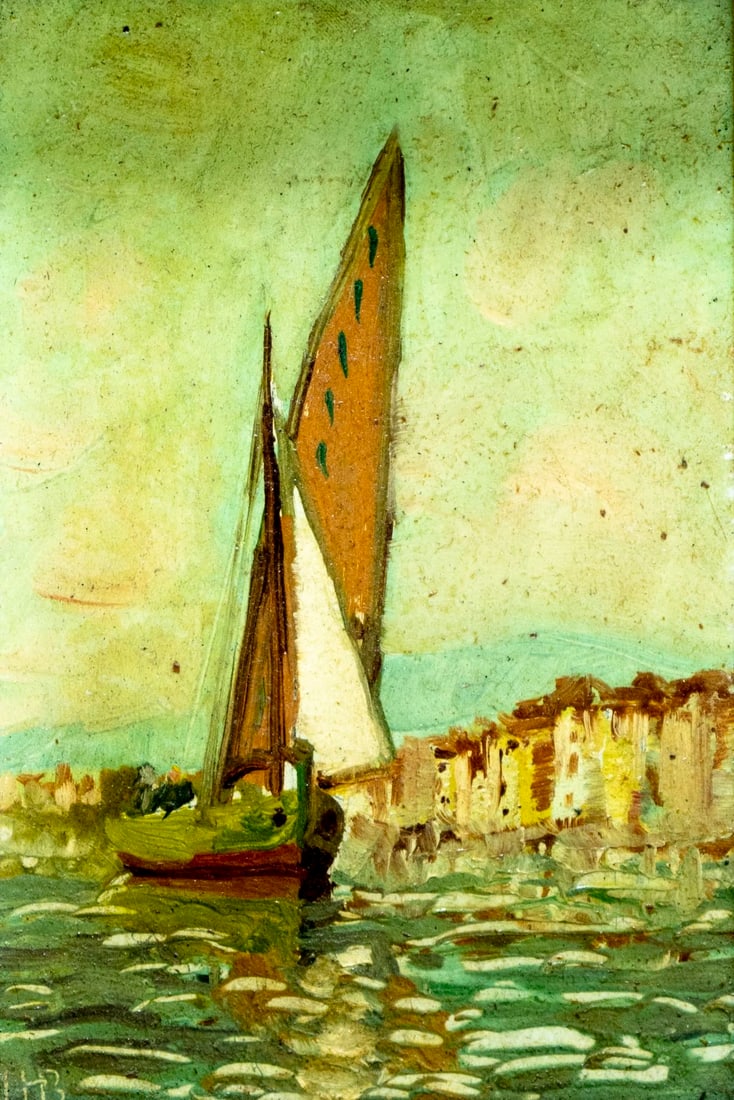 Vintage mid 20C oil painting signed (1 of 12)