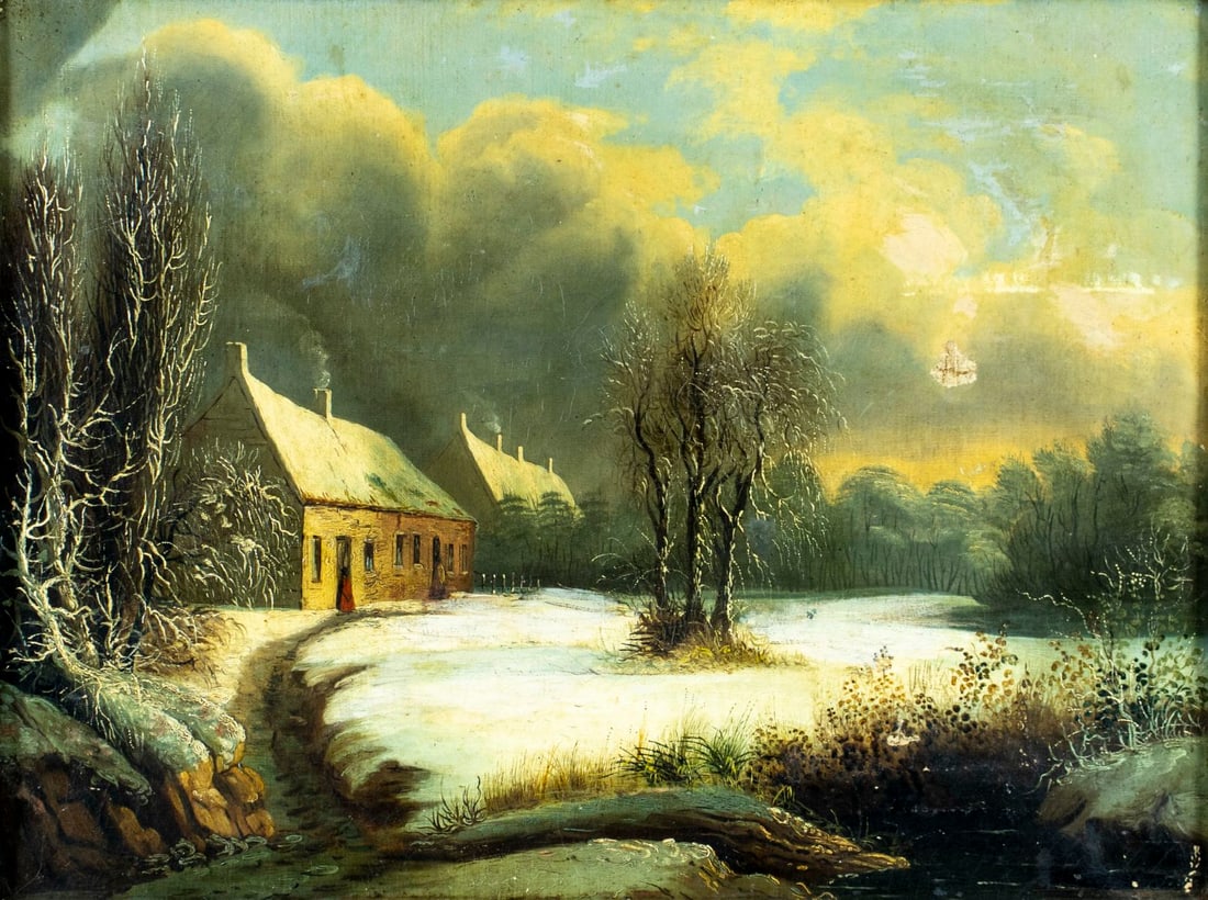 Antique 19C European oil painting (1 of 11)