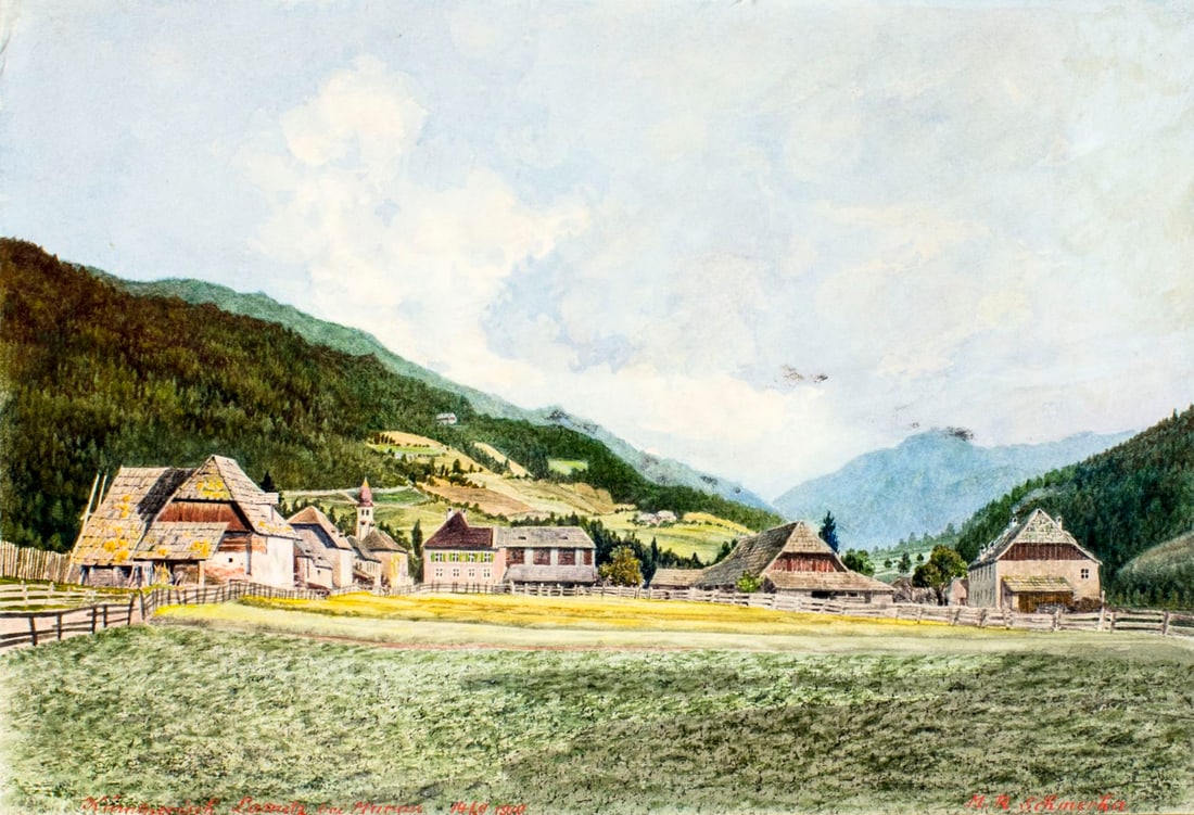 M R Schmercha (German,20C) watercolor painting (1 of 14)