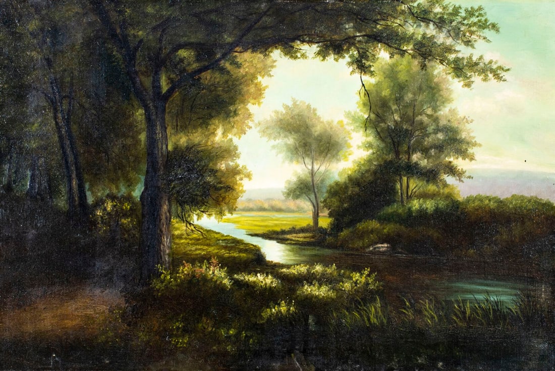 Antique early 20C American oil painting (1 of 11)