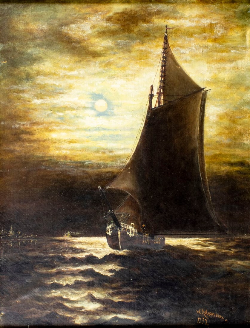 W Adamson (UK,mid 20C) oil painting antique (1 of 13)