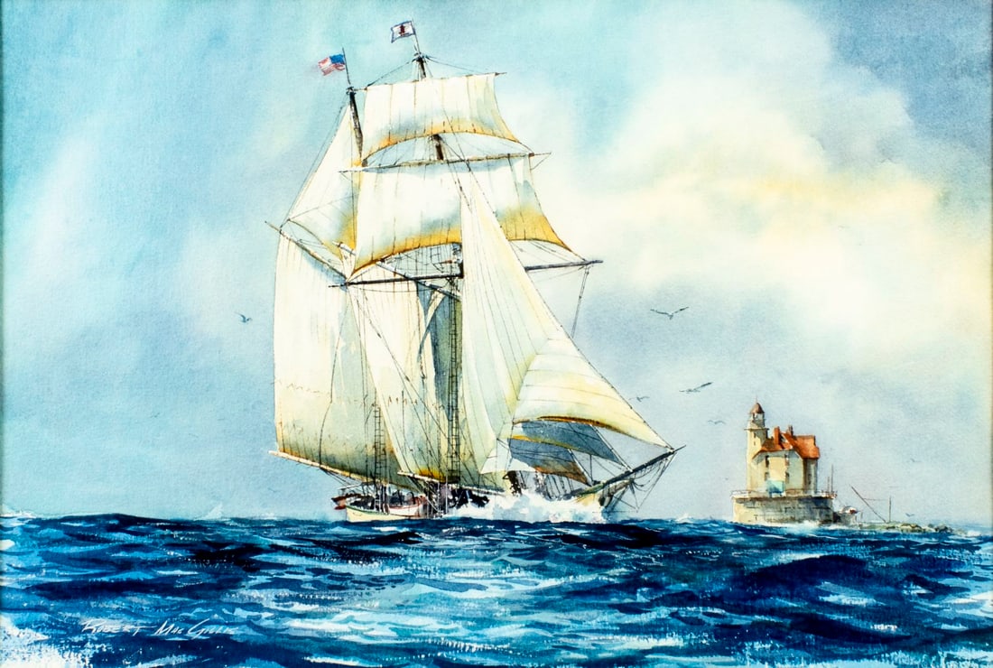 Robert MacGillis (CT,NJ,1936-2002) watercolor painting (1 of 14)