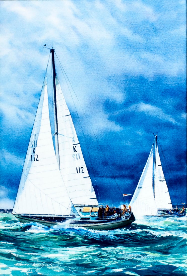 Robert MacGillis (CT,NJ,1936-2002) watercolor painting (1 of 15)