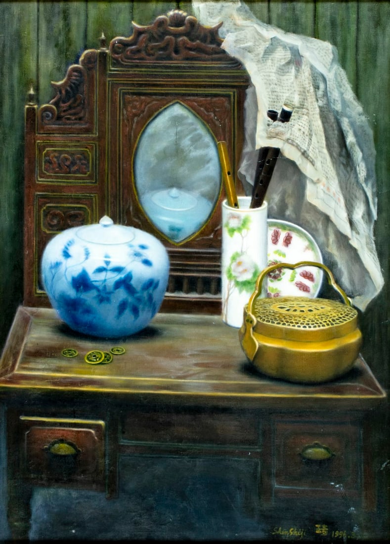 Shen Shiji (China,20C) oil painting (1 of 13)