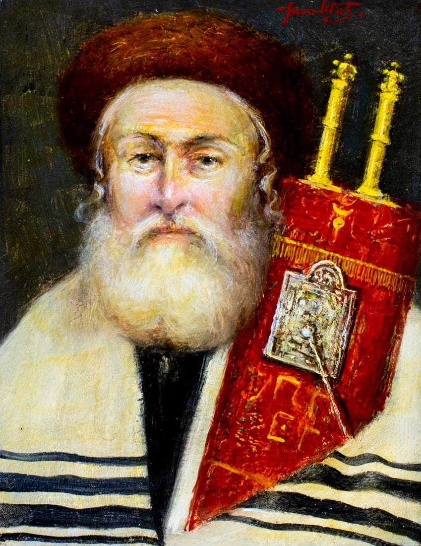Janos Toth (Hungary,1899-1978) oil painting: ARTIST: Janos Zalai Toth (Hungarian, 1899 - 1978) TITLE: Portrait of Rabbi MEDIUM: oil on board CONDITION: Very good. No visible inpaint under UV light. ART SIZ