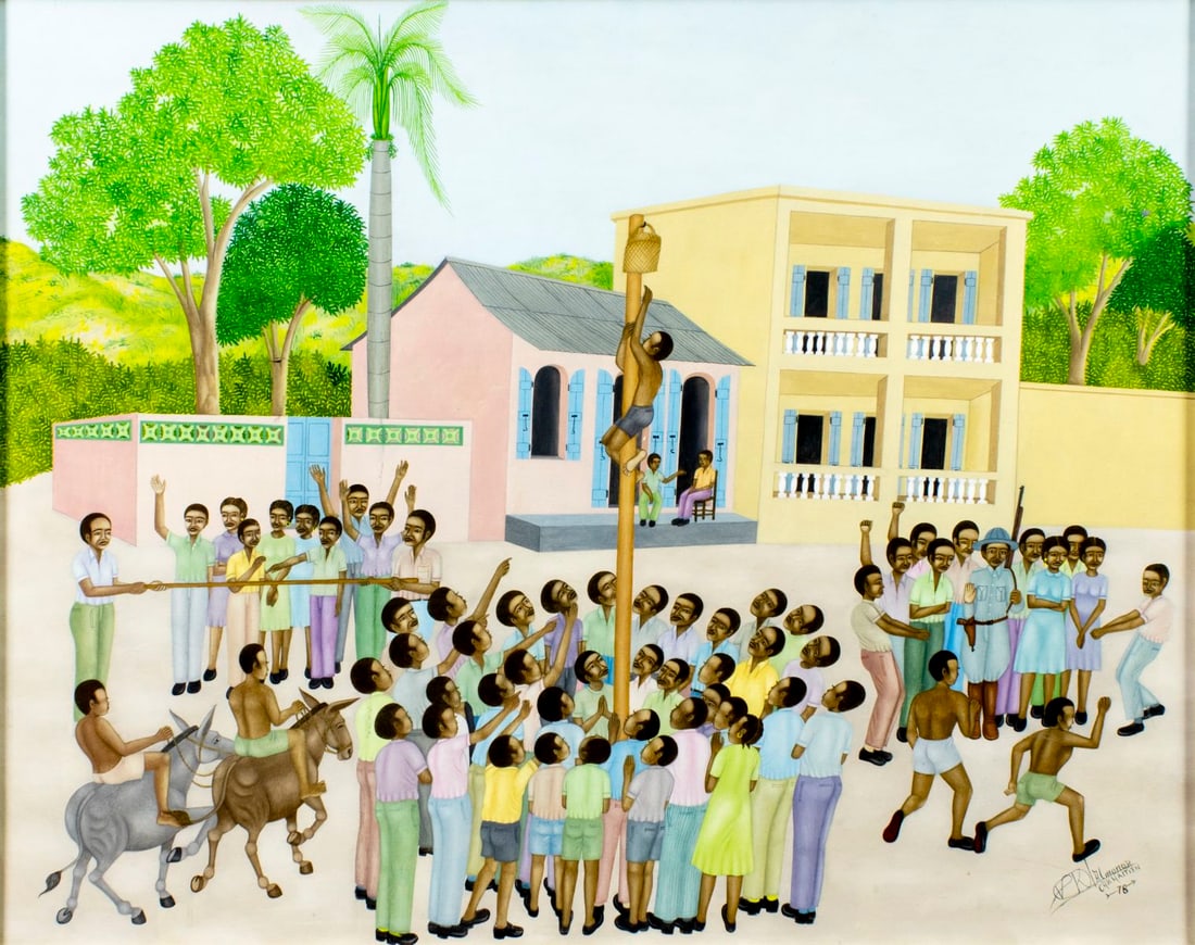 Jean Claude Almonor (Haiti,b 1958) oil painting (1 of 12)