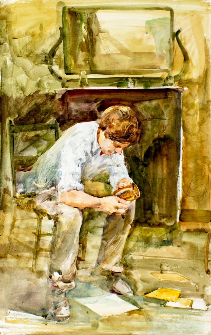 Charles Reid (MA,NY,1937-2019) watercolor painting: ARTIST: Charles Reid (Massachusetts, New York, 1937 - 2019) TITLE: Big Rock Candy Mountain illustration MEDIUM: watercolor on paper. Paper applied to board. CONDITION:<