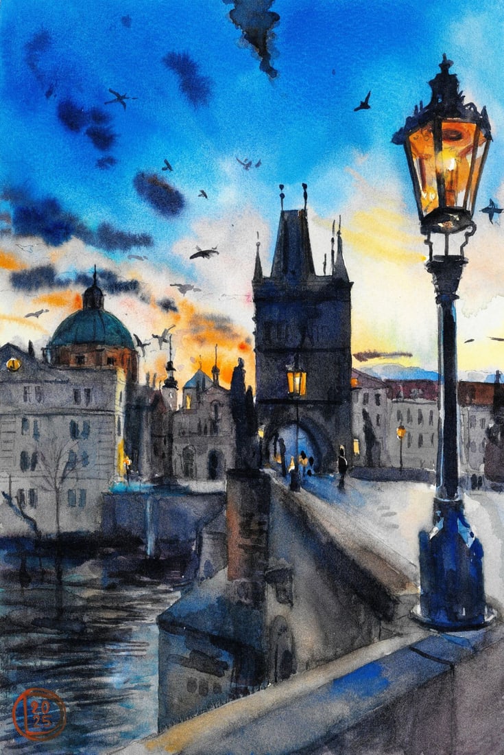 Olena Didenko (Ukraine,20/21C) watercolor painting (1 of 11)