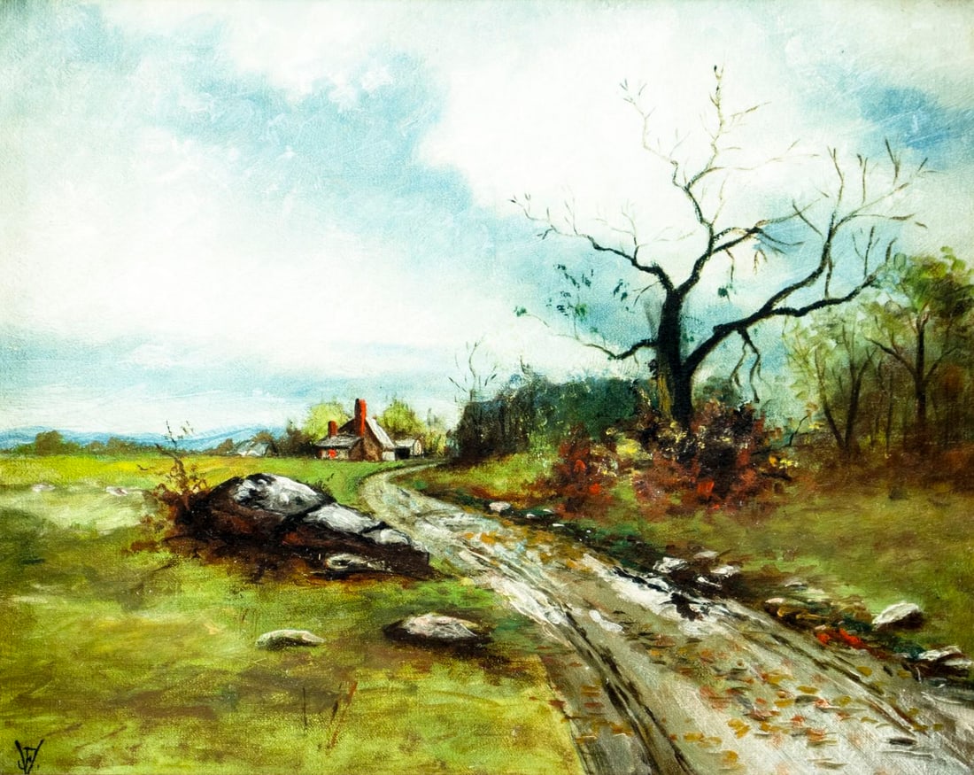 Antique early 20C oil painting (1 of 13)