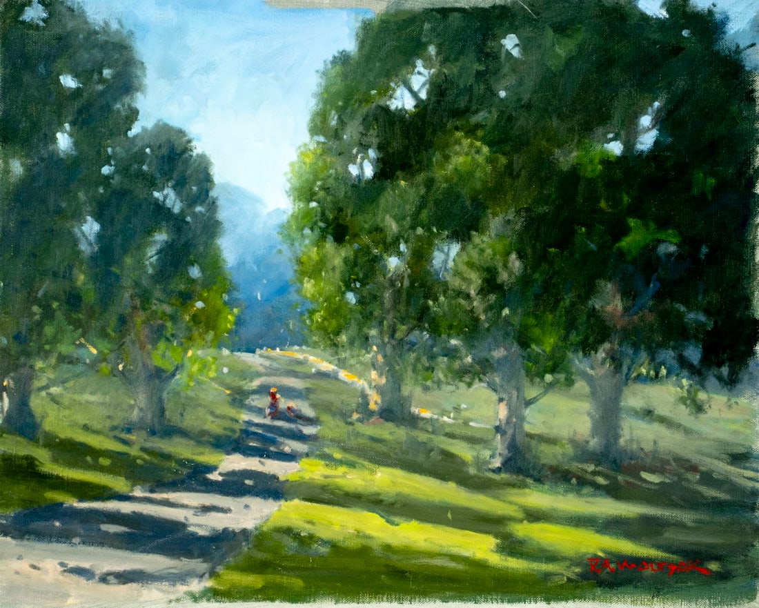 Robert Waltsak (NJ,b 1944) oil painting: ARTIST: Robert Alan Waltsak (New Jersey, born 1944) TITLE: Country Path Landscape MEDIUM: oil on canvas CONDITION: Overall good. No visible inpaint under UV ligh