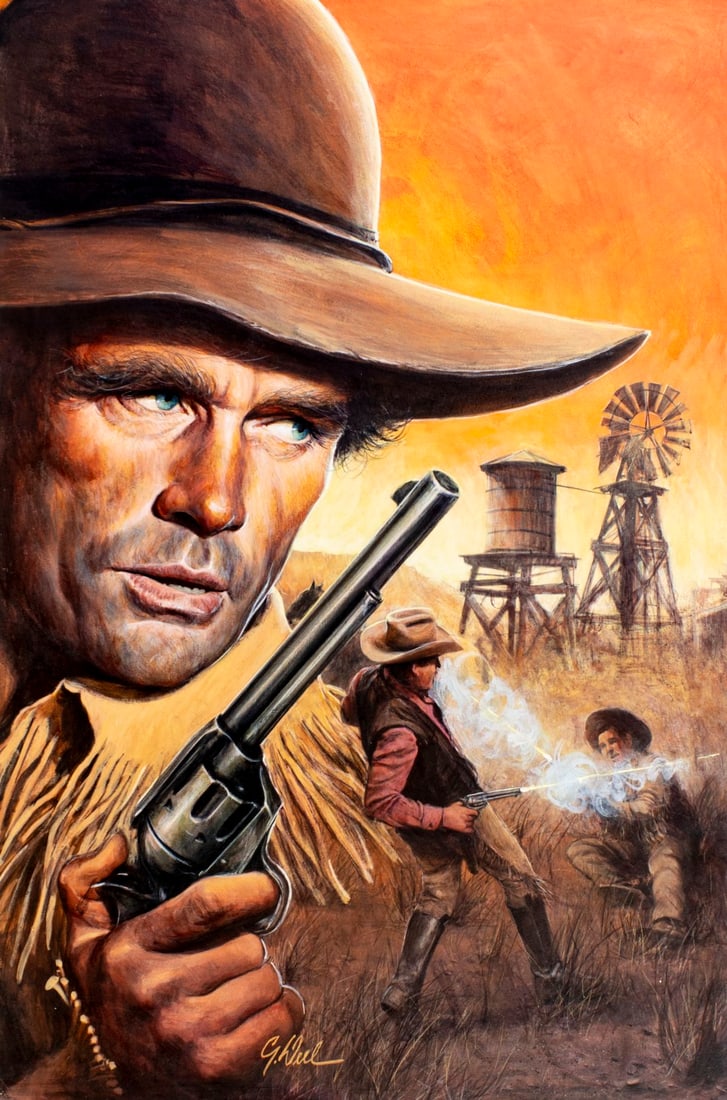 Guy Deel (CA,1933-2005) oil painting: ARTIST: Guy Deel (California, 1933 - 2005) TITLE: Rim Of The Desert (titled on verso) MEDIUM: oil on board CONDITION: Some small damages to corners. Few minor