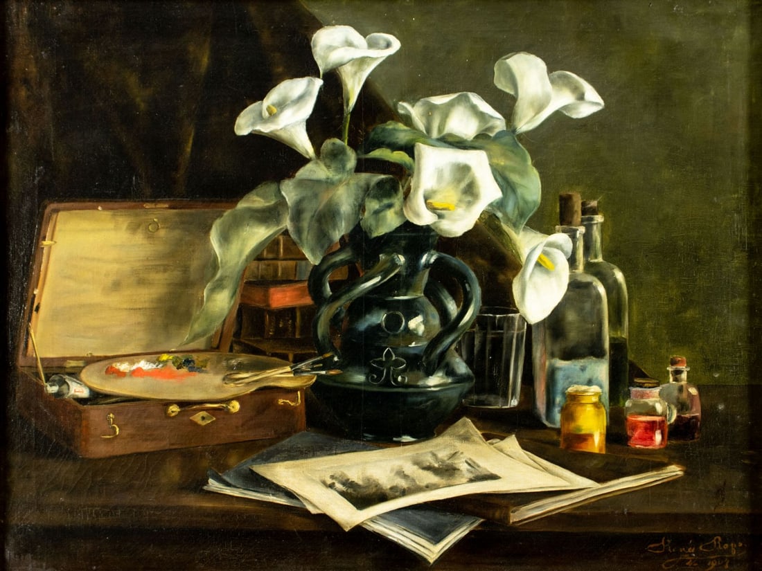 Renee Rops (Belgium,1887-1973) oil painting antique (1 of 12)