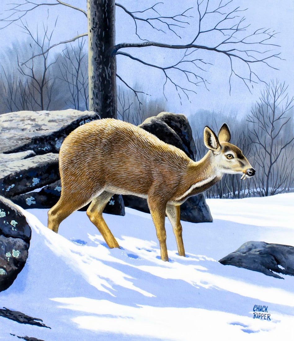 Chuck Ripper (WV,PA,1929-2019) gouache painting (1 of 13)