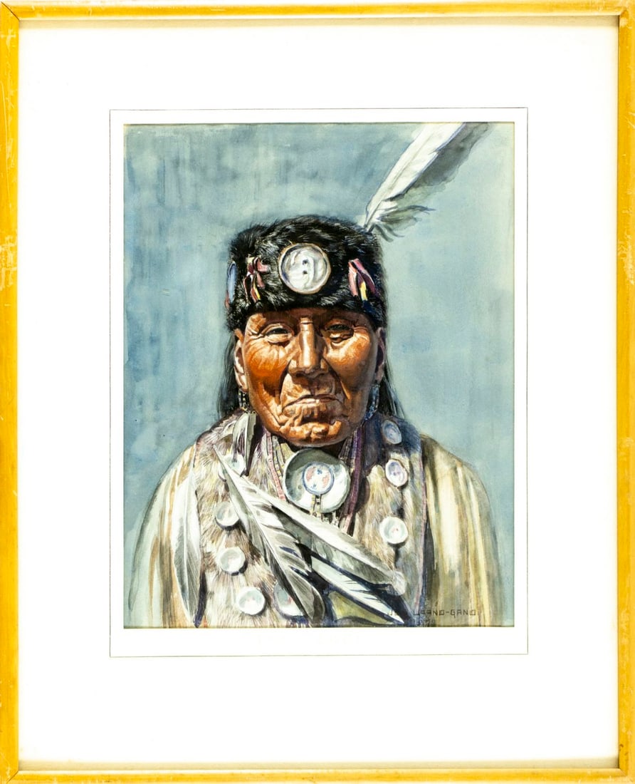 Joe Waano Gano (CA,1906-1982) watercolor painting antique - 3
