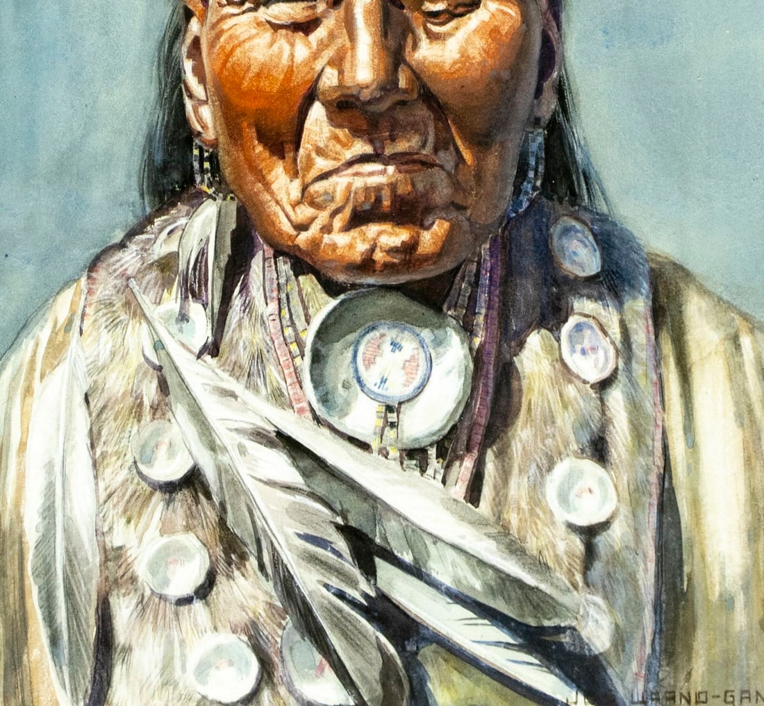 Joe Waano Gano (CA,1906-1982) watercolor painting antique - 6