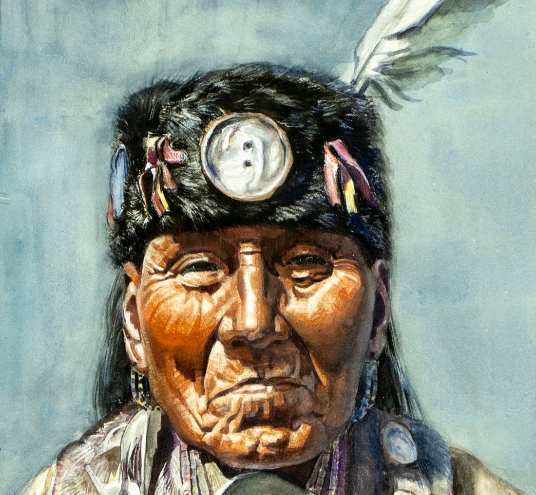Joe Waano Gano (CA,1906-1982) watercolor painting antique - 7