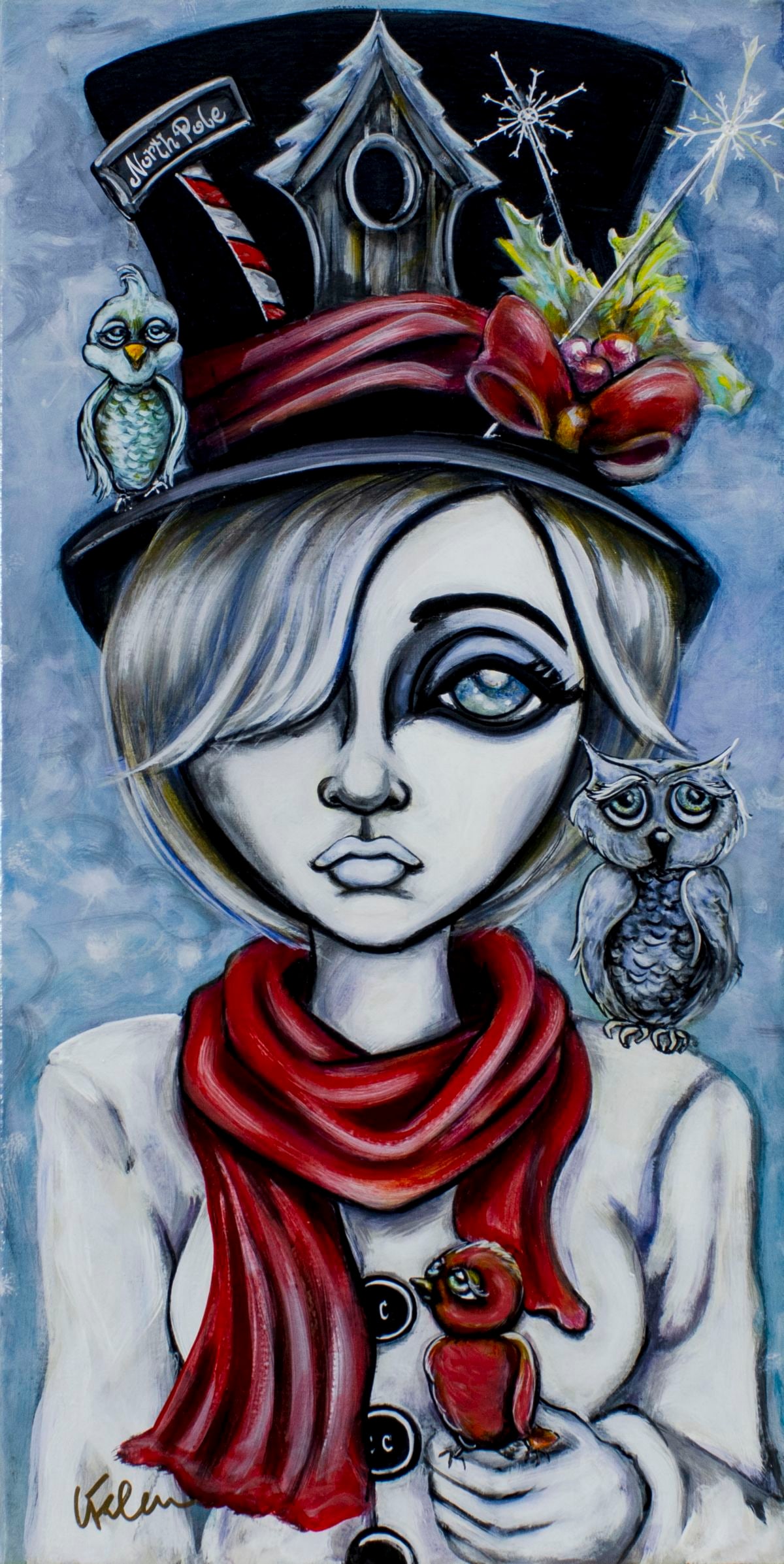 Lizzy Falcon (US,20/21C) acrylic painting: ARTIST: Lizzy Falcon (American, 20/21 centuries) TITLE: North Pole (titled on stretcher) YEAR: 2016 MEDIUM: acrylic on canvas CONDITION: Very good. No vi