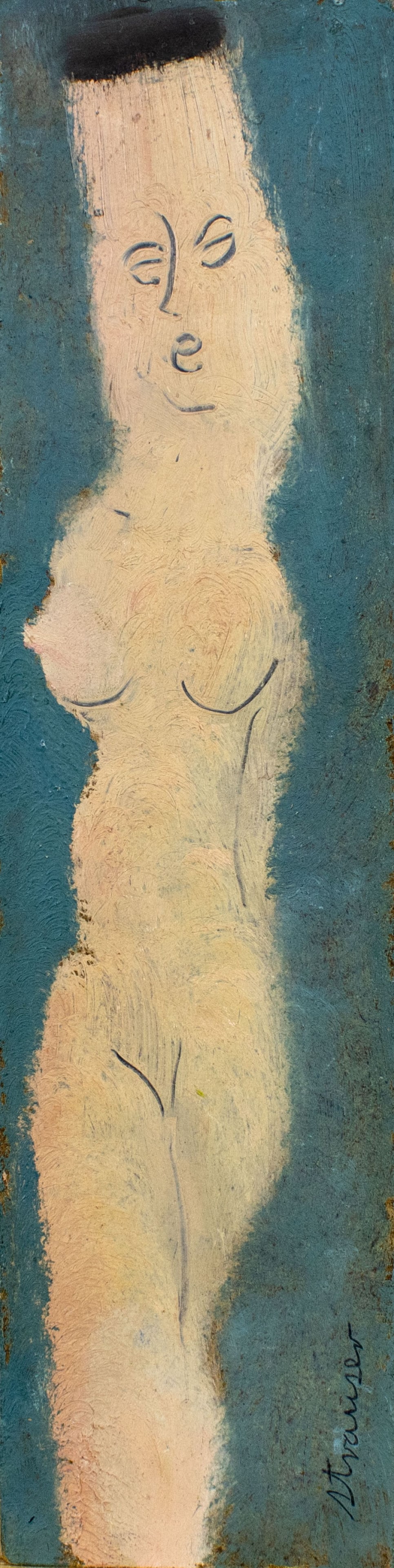Sterling Strauser (PA,1907-1995) oil painting: ARTIST: Sterling Boyd Strauser (Pennsylvania, 1907 - 1995) TITLE: Nude MEDIUM: oil on board CONDITION: Very good. No visible inpaint under UV light. ART SIZE:</