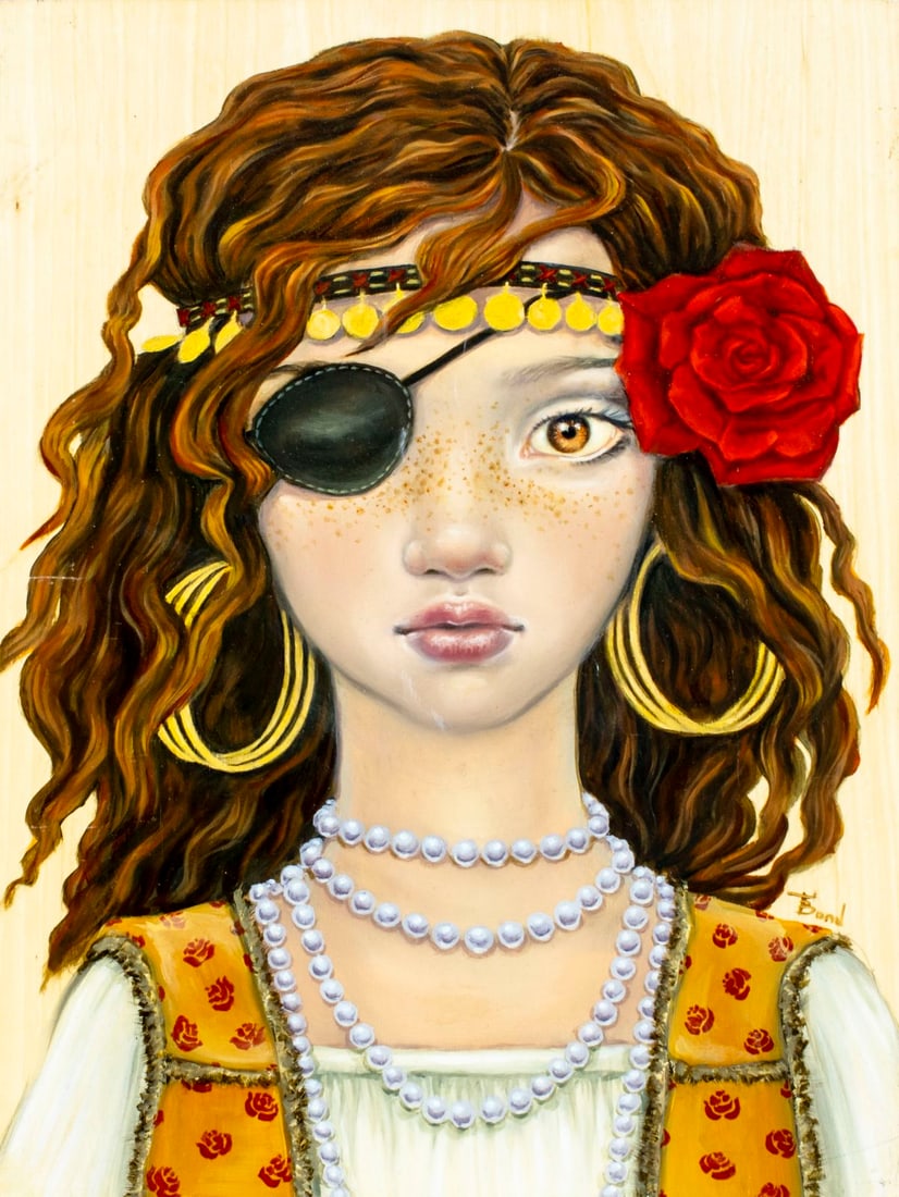 Tanya Bond (Irish,20/21C) acrylic painting: ARTIST: Tanya Bond (Ireland, 20/21 centuries) TITLE: Rosetta (titled on verso) YEAR: 2014 MEDIUM: acrylic on board CONDITION: Few small faint scratches.