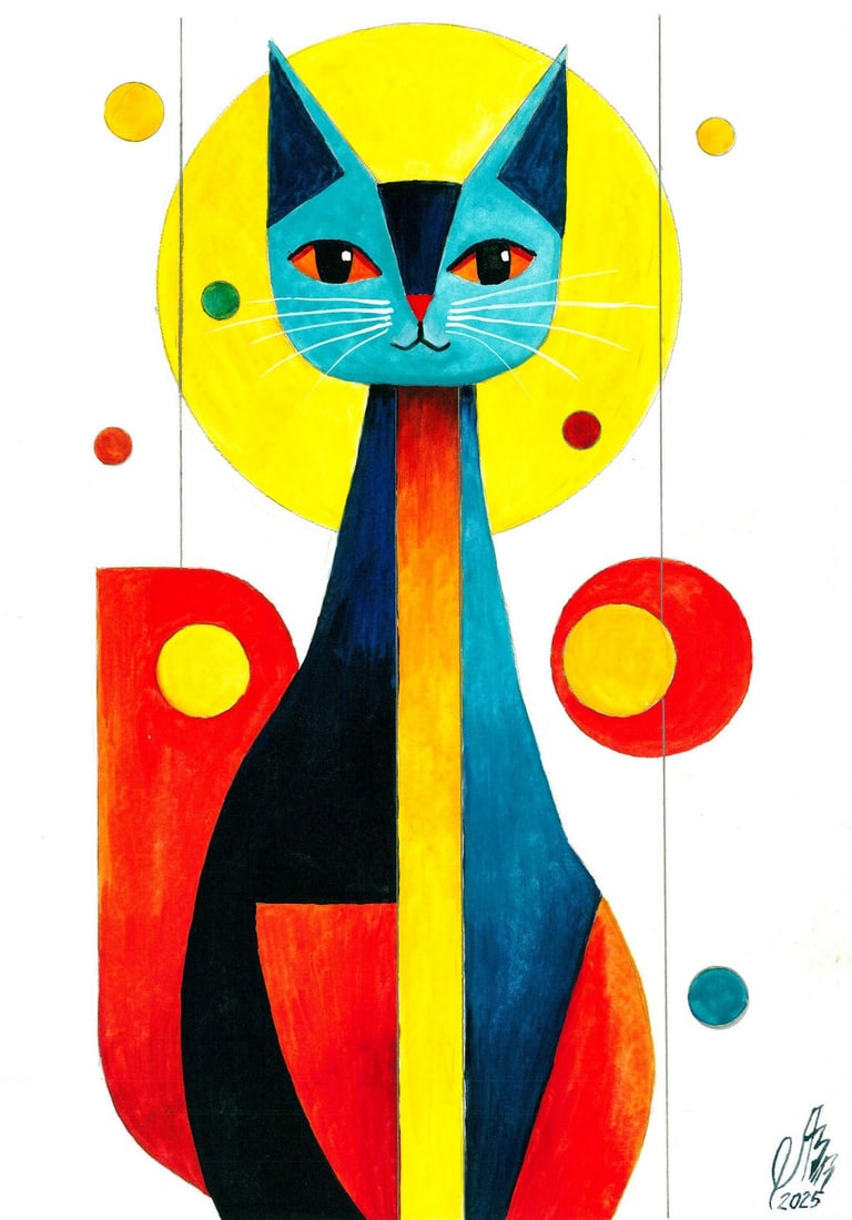 Viktor Lehkodukh (Ukraine,20/21C) watercolor painting: ARTIST: Viktor Lehkodukh (Ukrainian, 20/21 centuries) TITLE: Cat MEDIUM: watercolor on heavy paper CONDITION: Very good. ART SIZE: 10 x 7 inches / 25 x 1