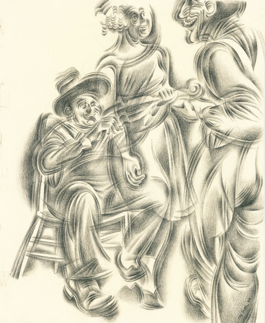 Hal Poth (MO,1924-2017) graphite painting (1 of 12)