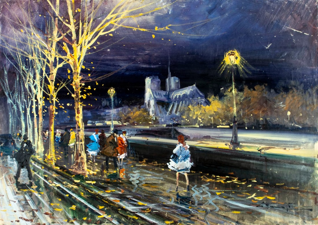 Vintage 20C French oil painting signed (1 of 13)