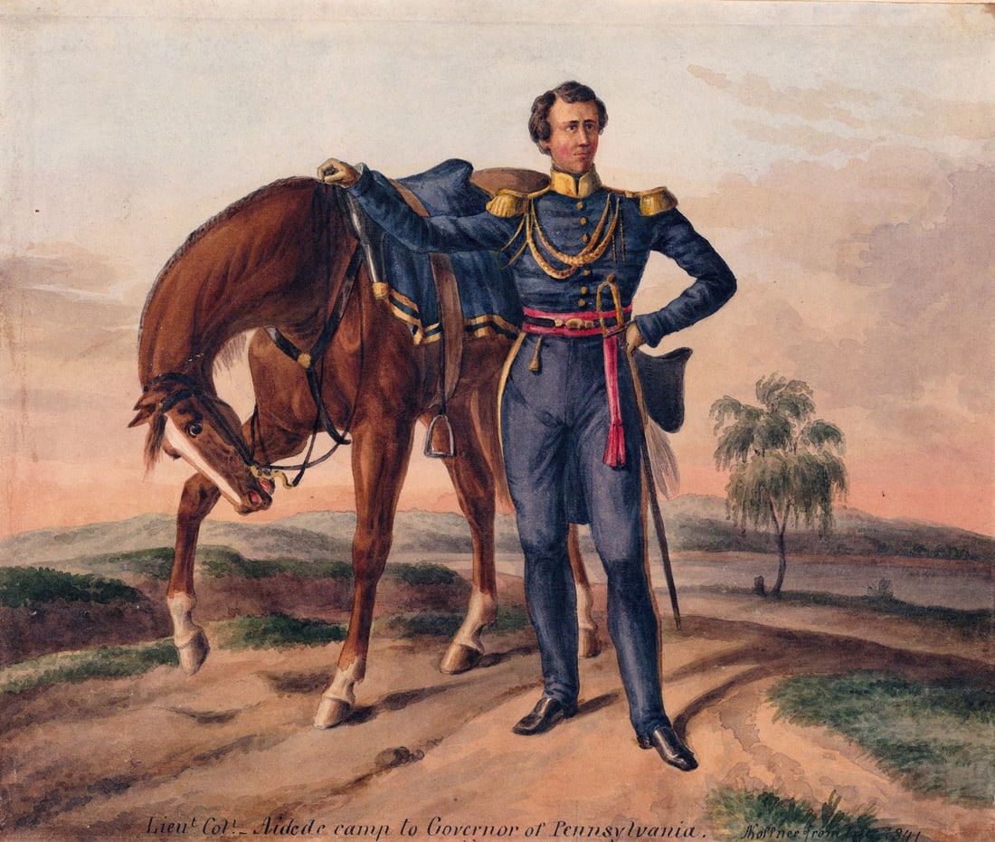 A Koffner (US,mid 19C) watercolor painting antique (1 of 10)