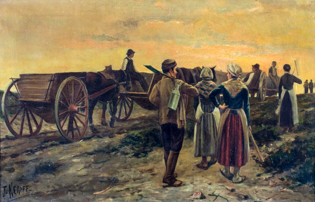 J Neroff (US,19C) oil painting antique (1 of 12)