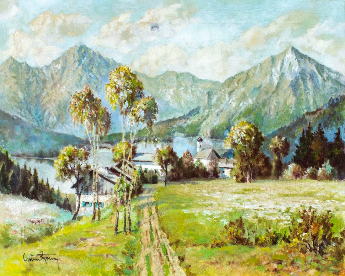 Antique early 20C European oil painting signed (1 of 12)