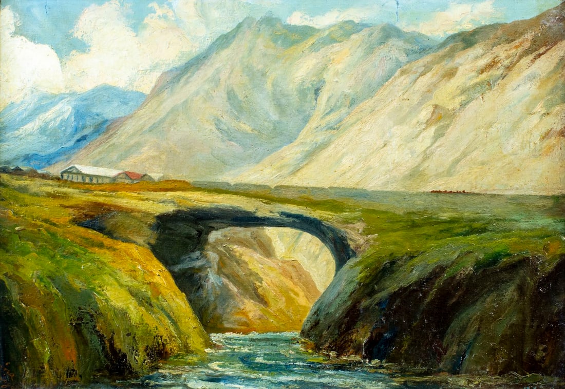 Vintage 20C South American oil painting signed (1 of 12)