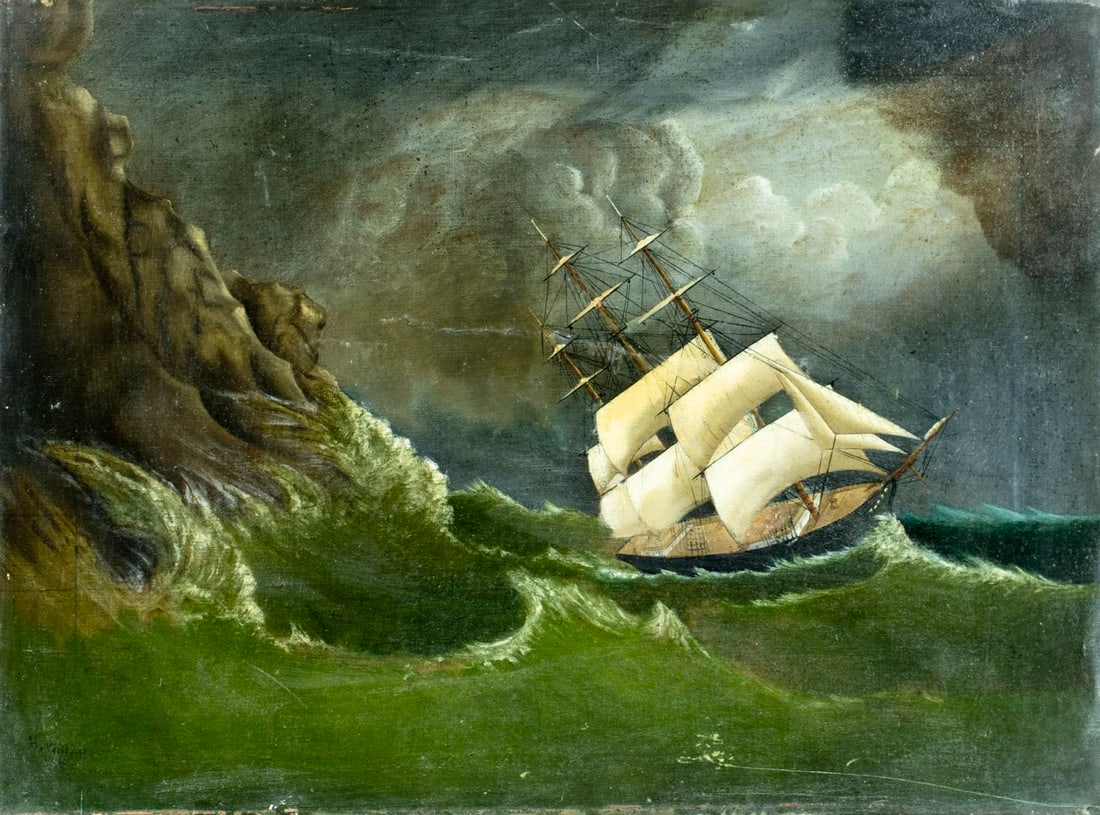 H Willett (US,19C) oil painting antique (1 of 13)