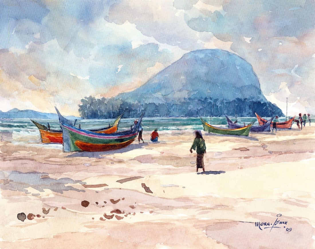 Mokhtar Ishak (Malaysia,born 1952) watercolor painting (1 of 10)