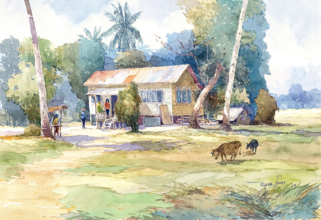 Mokhtar Ishak (Malaysia,born 1952) watercolor painting (1 of 10)