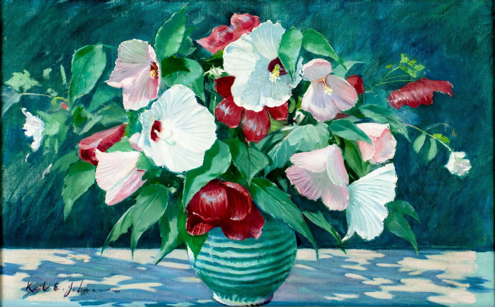 Antique early 20C American oil painting signed (1 of 13)