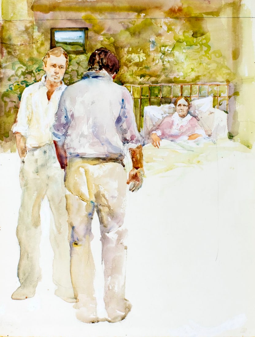 Charles Reid (MA,NY,1937-2019) watercolor painting: ARTIST: Charles Reid (Massachusetts, New York, 1937 - 2019) TITLE: Big Rock Candy Mountain illustration MEDIUM: watercolor on paper. Paper applied to board. CONDITION: So