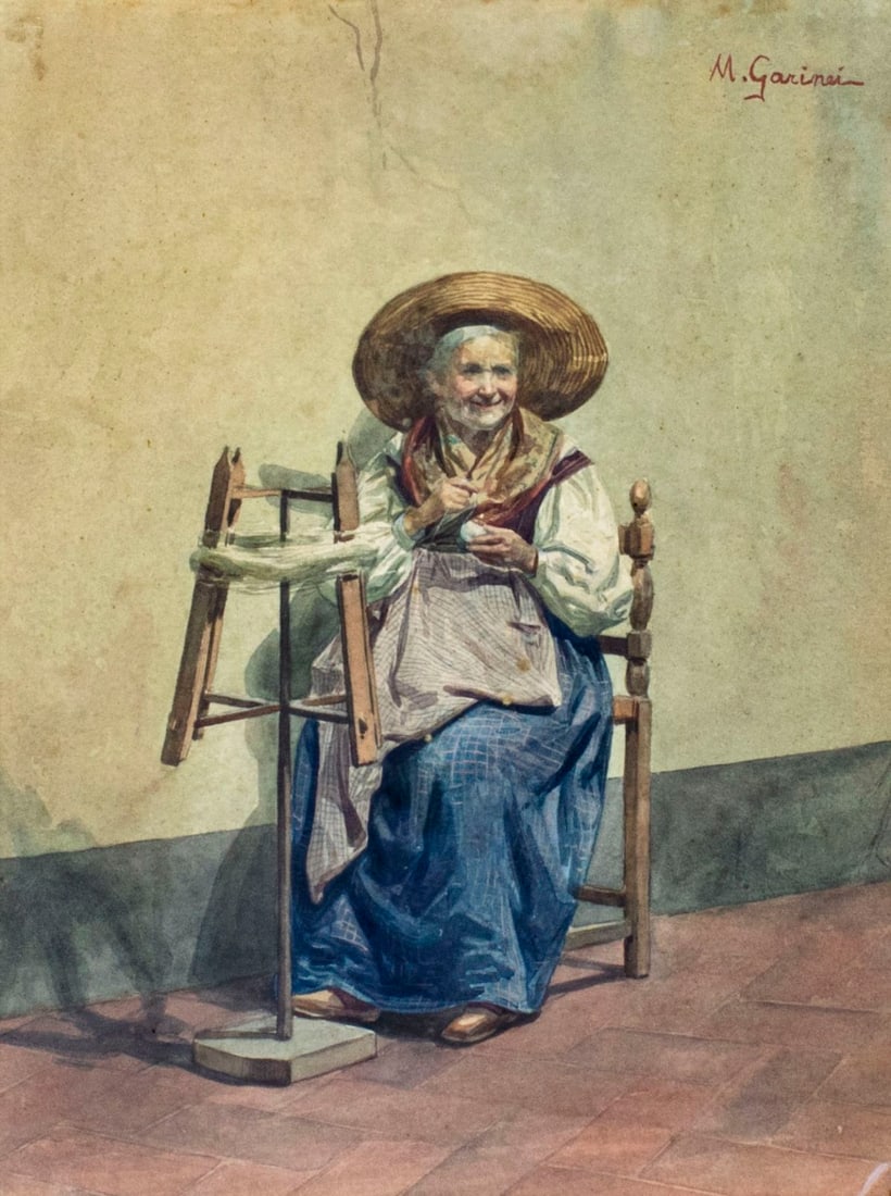 Michele Garinei (Italy,1871-1960) watercolor painting (1 of 12)