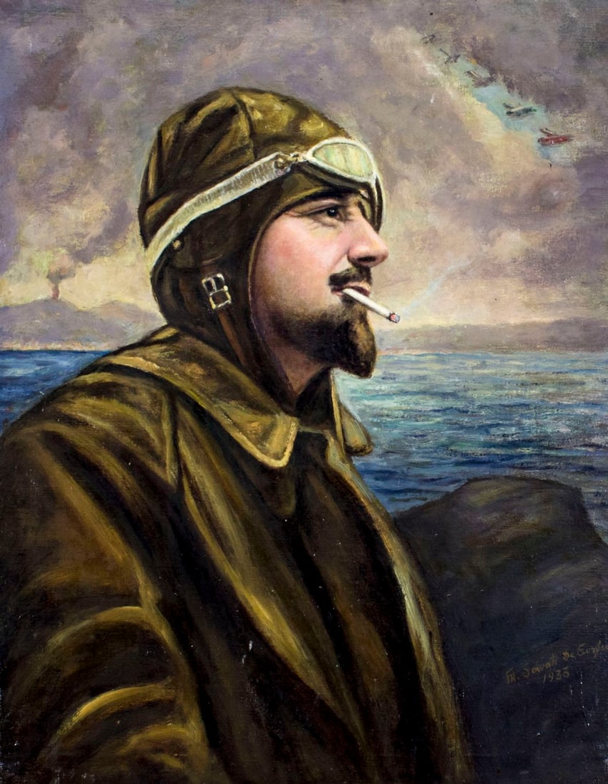 Francisco de Corfu (US,Greece,early 20C) oil painting: ARTIST: Francisco Savati de Corfu (American, Greek, early 20 century) TITLE: Portrait of Italian Aviator and Politician Italo Balbo YEAR: 1933 MEDIUM: oil on canvas