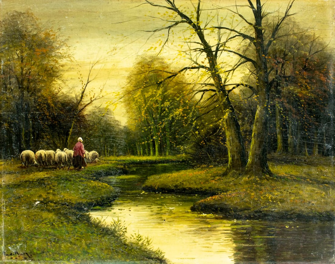 A van der Burg (Europe,early 20C) oil painting antique (1 of 12)