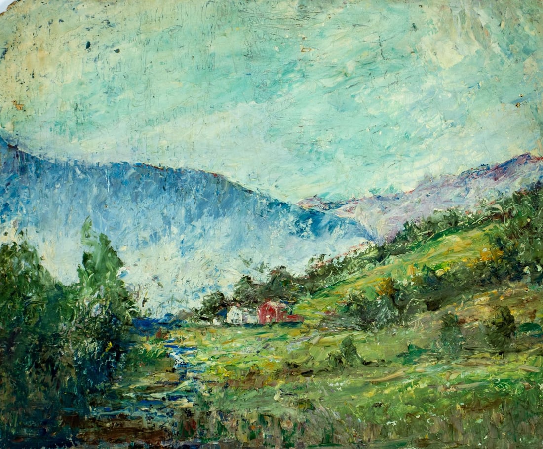 ATTRIB Anne Minor (CT,1864-1947) oil painting antique (1 of 12)